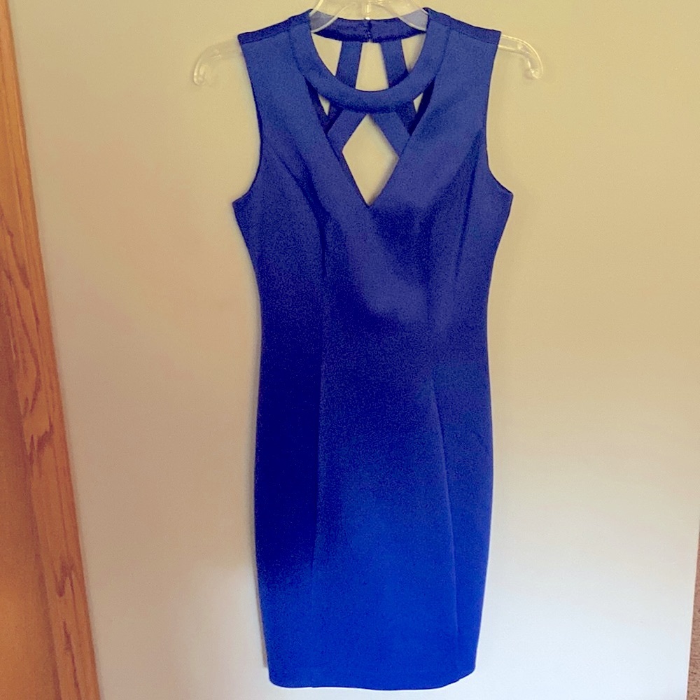 Guess blue sheath dress with cutout neckline